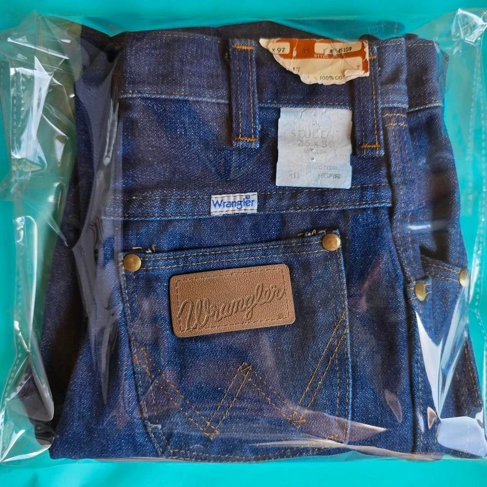 Wranglers Western Leather 26x30 100% Ring Spun Cotton '90s Denim Blue Jeans NWT